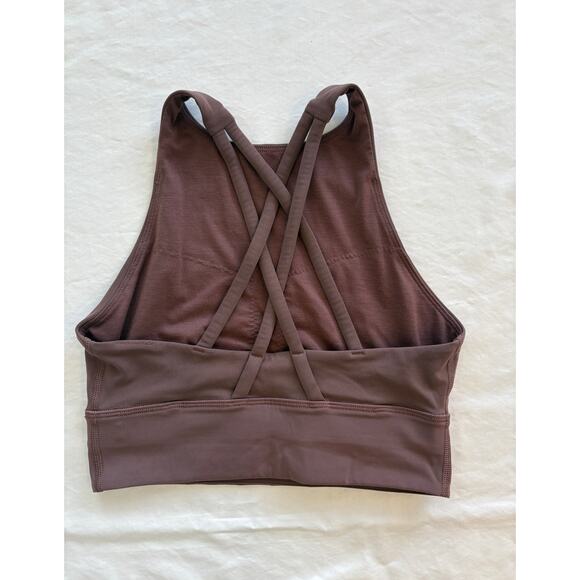 Lululemon High Neck Brown Sports Bra Size 4 - Great Condition - Picture 2 of 3